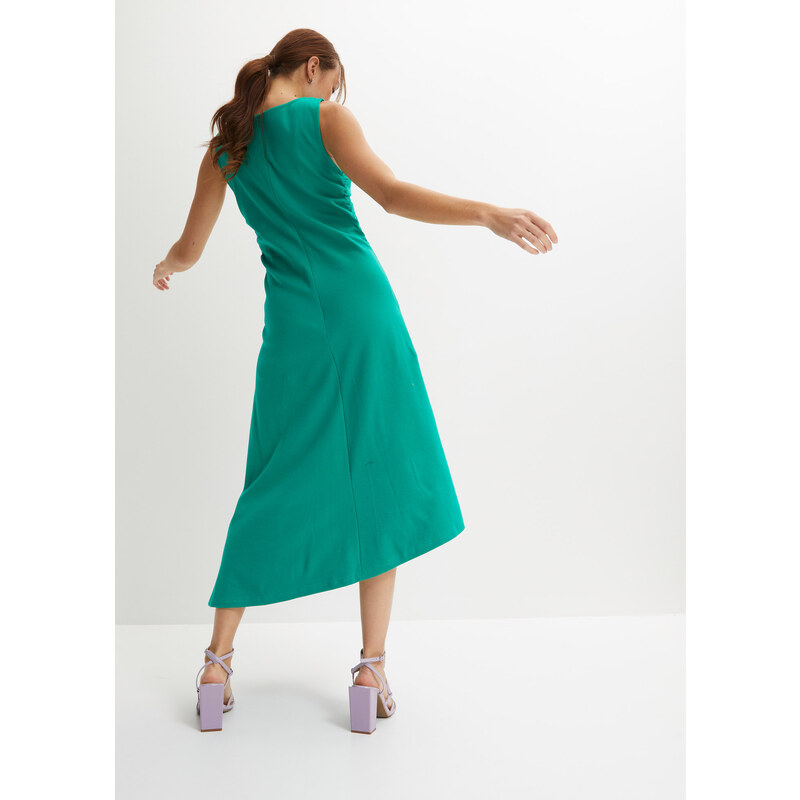 bonprix Žerzejové šaty s řasením Zelená