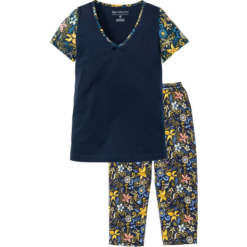 bonprix Capri pyžamo s krátkými rukávy, z čisté bavlny modrá Žena 42313763