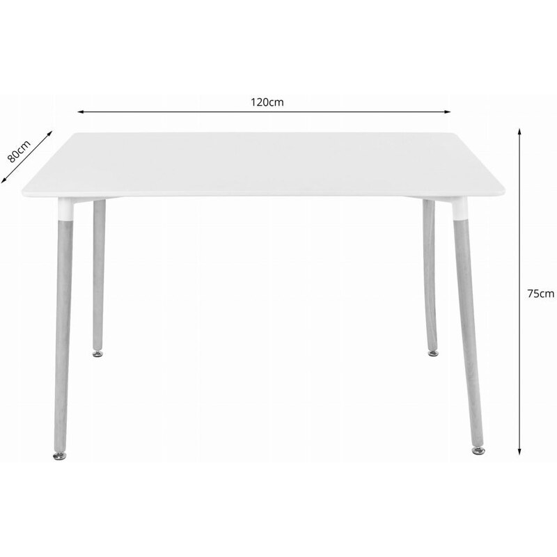 modernHOME Jídelní stůl ADRIA 120cm x 80cm bílý