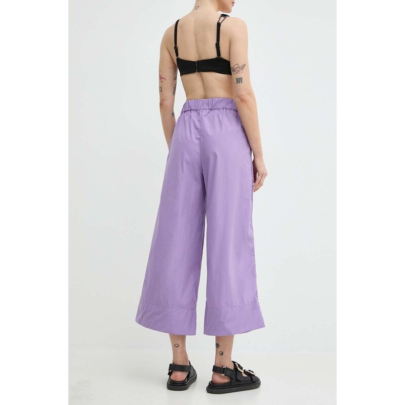 Bavlněné kalhoty MAX&Co. fialová barva, široké, high waist, 2416131024200