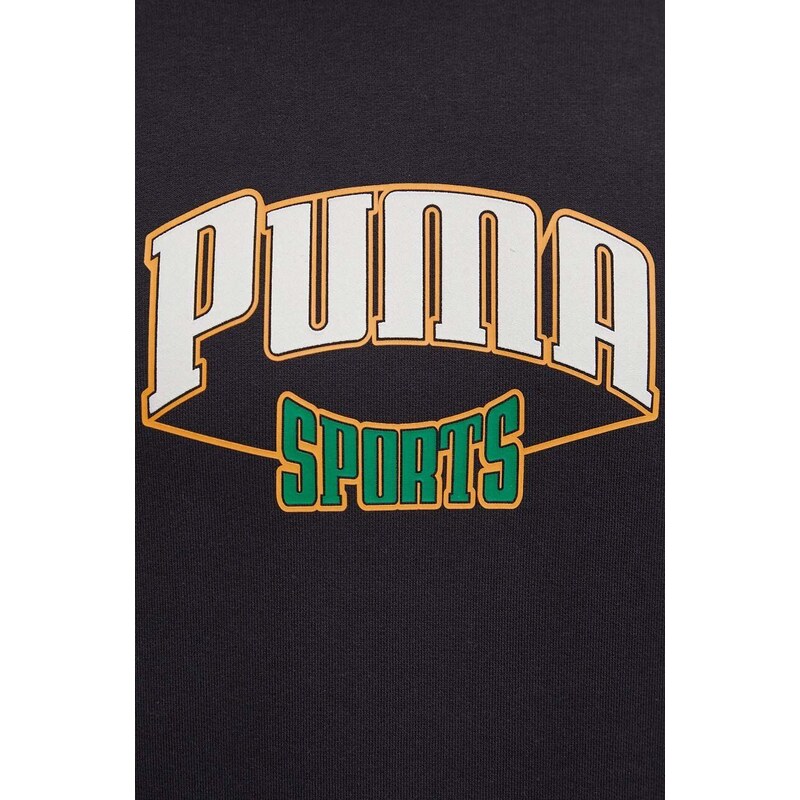 Bavlněná mikina Puma pánská, černá barva, s kapucí, s potiskem, 624396