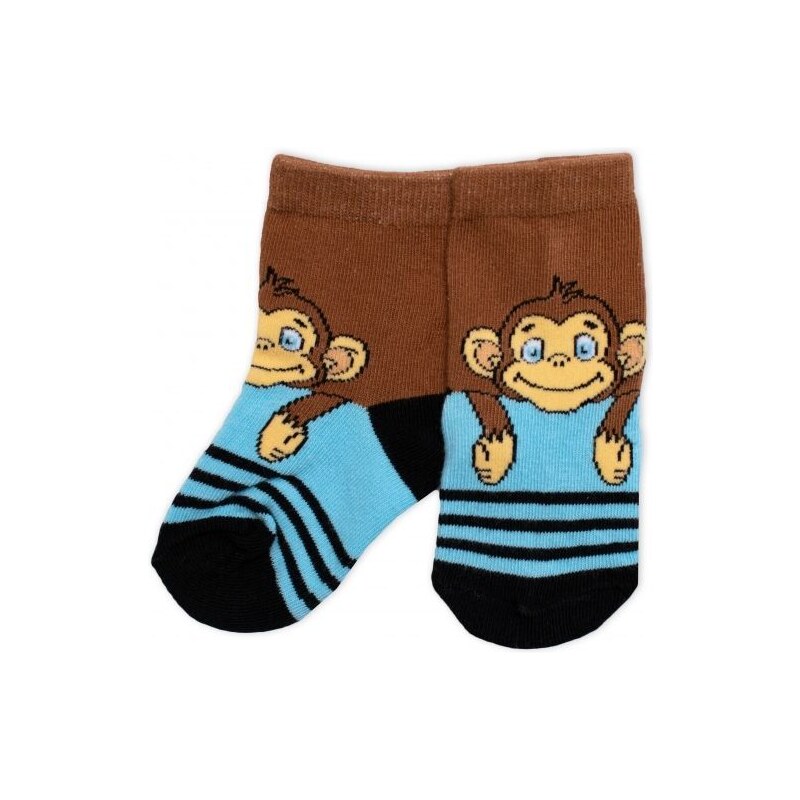 BN Dětské bavlněné ponožky Monkey - hnědé/modré