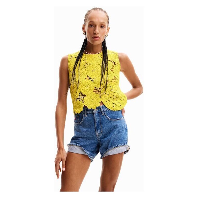 Dámské triko DESIGUAL 24SWTK98 8000 TS_YELLIT 8000 YELLOW