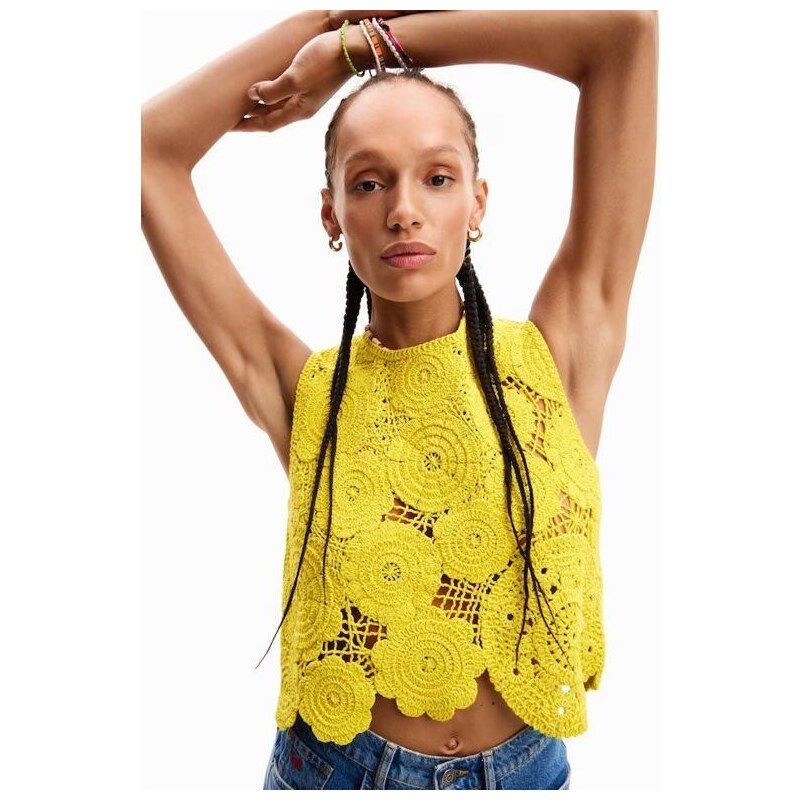 Dámské triko DESIGUAL 24SWTK98 8000 TS_YELLIT 8000 YELLOW