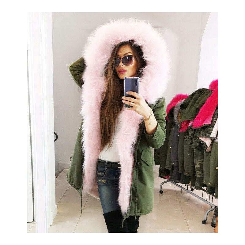 Fashionweek Zimní exkluzivní bundička/ parka s kožíškem s kapuci