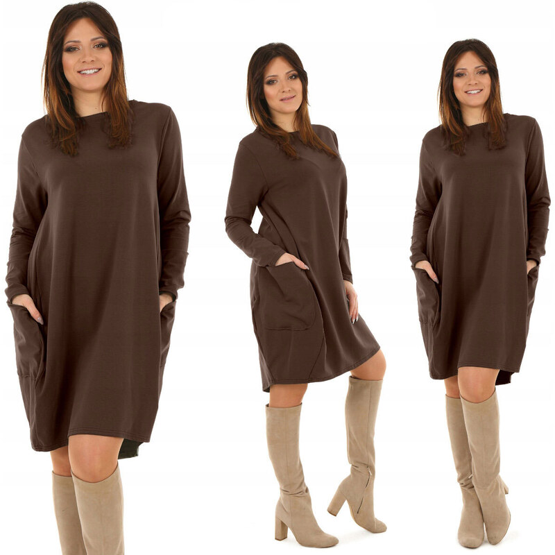 Fashionweek Pohodlné teplákové šaty s kapsami OVERSIZED MF365 40466179