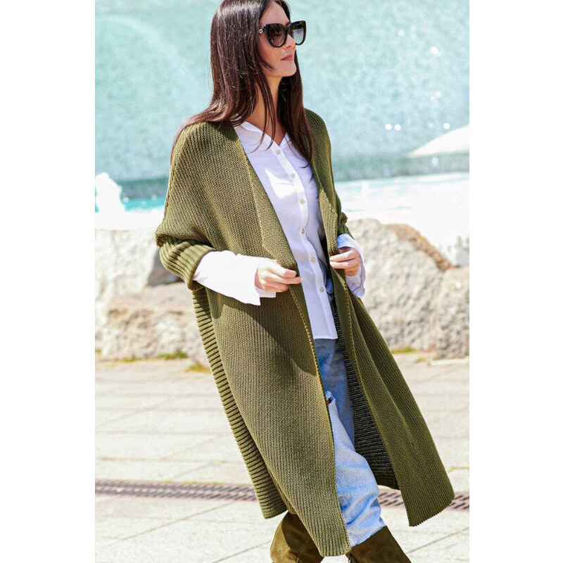 Fashionweek Dámsky dlouhý sveter,pletený kabát NADIA