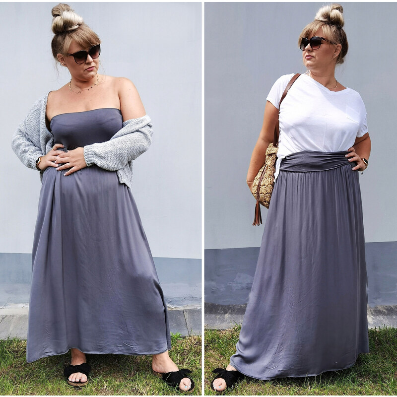 Fashionweek Dlouhá letní sukně ze vzdušného materiálu PLUS SIZE XXL 2W1 MF266 PLUS SIZE