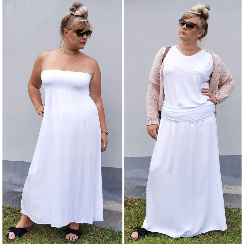 Fashionweek Dlouhá letní sukně ze vzdušného materiálu PLUS SIZE XXL 2W1 MF266 PLUS SIZE