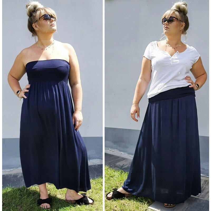 Fashionweek Dlouhá letní sukně ze vzdušného materiálu PLUS SIZE XXL 2W1 MF266 PLUS SIZE