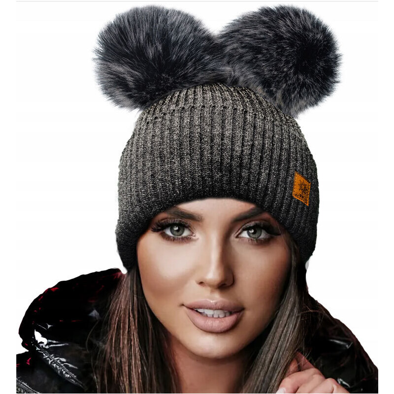 Fashionweek Dámská zimní čepice se dvěma bambulkami WOOL2