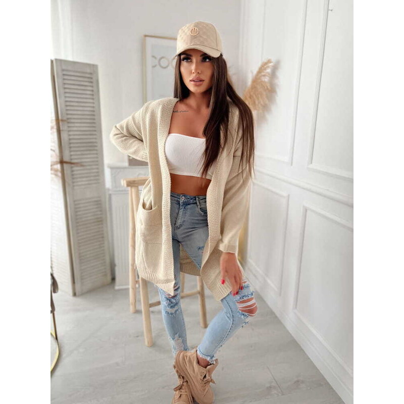 Fashionweek Pletený oversized cardigan jak sako pro moletky NB42218