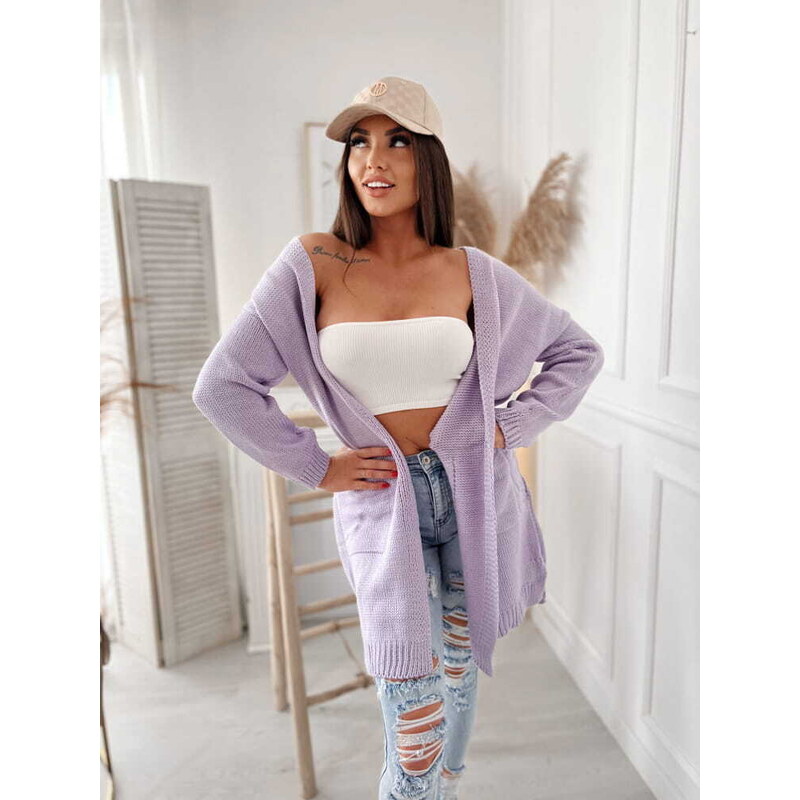 Fashionweek Pletený oversized cardigan jak sako pro moletky NB42218