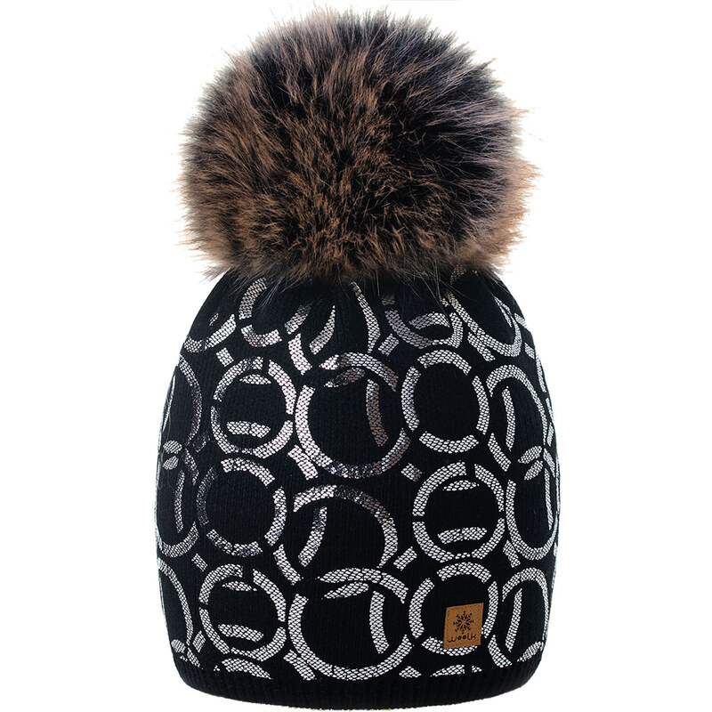 Dámská čepice s bambulí flísová podšívka Wool02 88097931