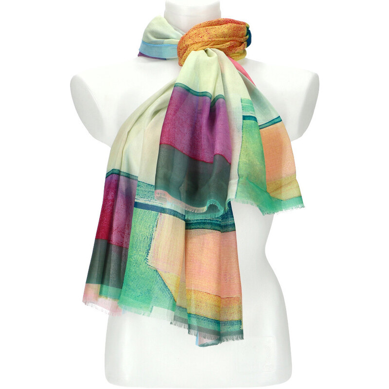 Cashmere Letní dámský barevný šátek 180x90 cm fialová 91482735
