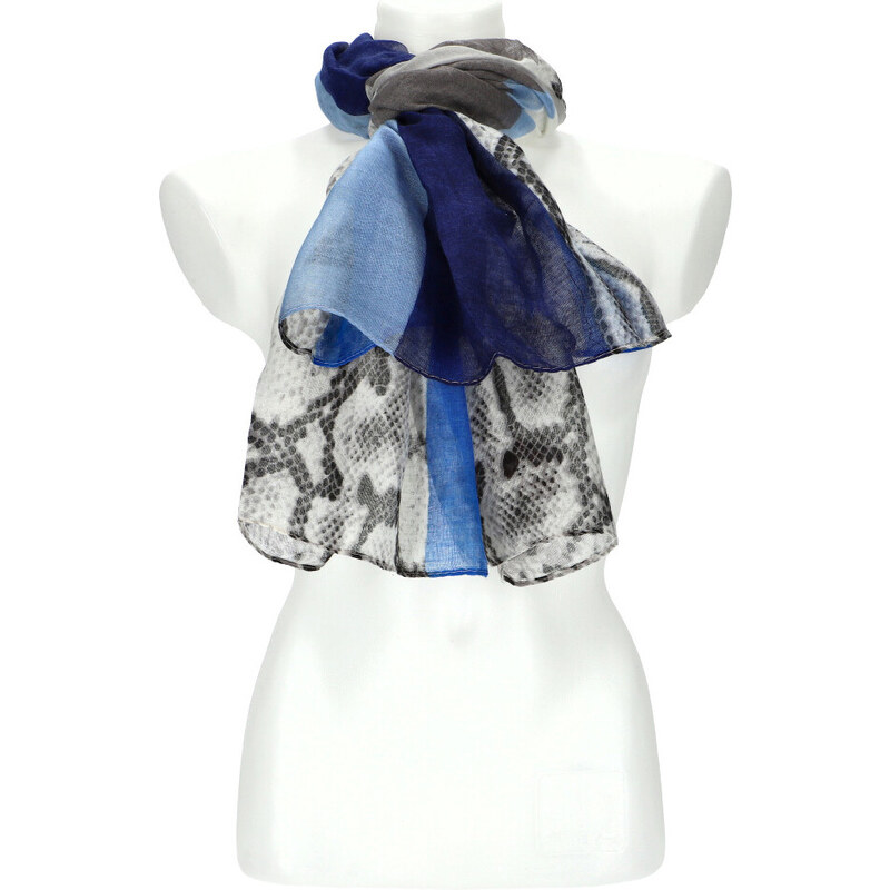 Cashmere Letní dámský barevný šátek 180x70 cm modrá
