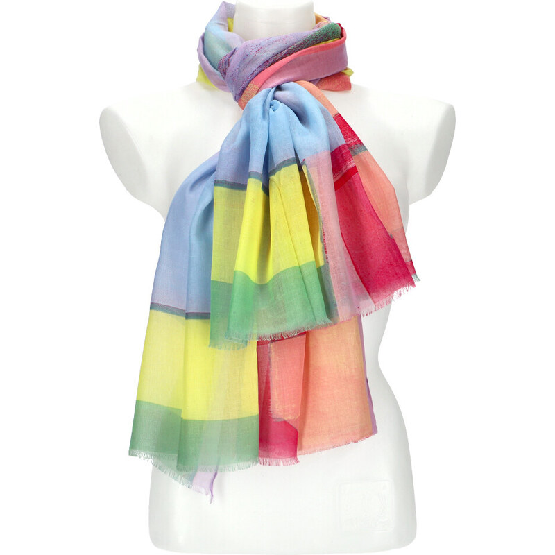 Cashmere Letní dámský barevný šátek 180x90 cm žlutá 91482731