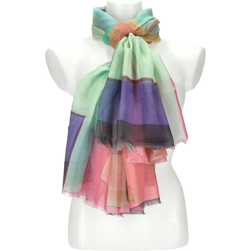 Cashmere Letní dámský barevný šátek 180x90 cm růžová 91482732