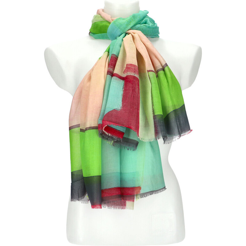 Cashmere Letní dámský barevný šátek 180x90 cm zelená 91482734