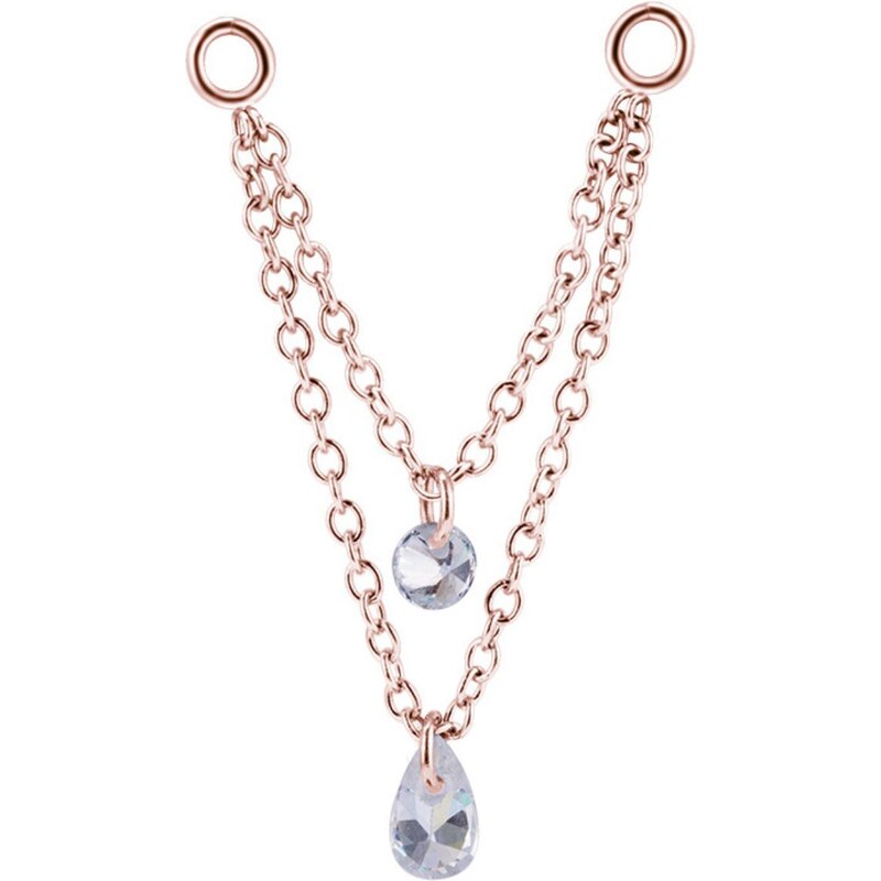 Steel and Silver Ocelový PVD rosegold řetízek na piercing s dvěma 91482492