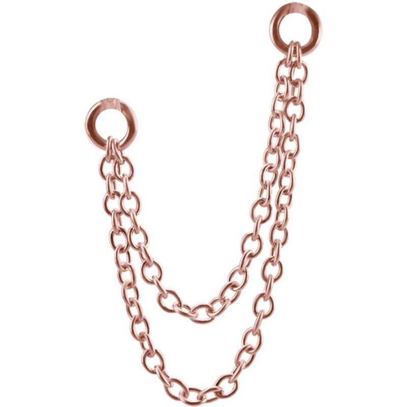 Steel and Silver Dvojitý ocelový řetízek na piercing - rosegold 91482484
