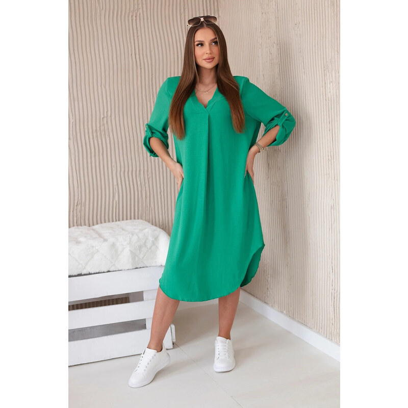 K-Fashion Šaty s výstřihem do V zelený