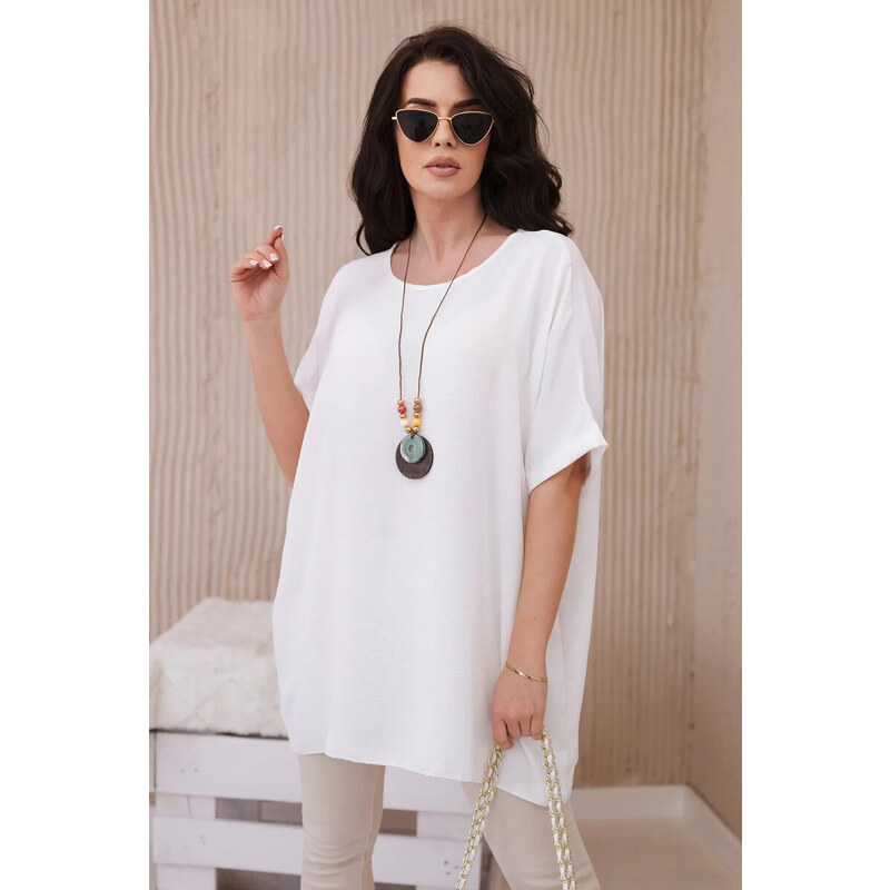K-Fashion Oversized halenka s přívěskem ecru