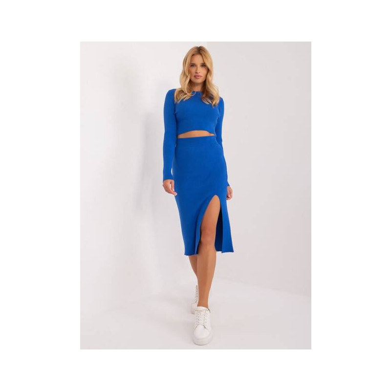 Factory Price Pletený komplet krátká halenka a tužková sukně tmavě 91485227