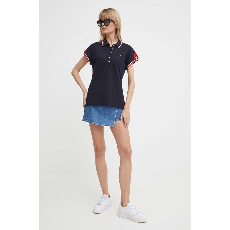 Polo tričko Tommy Hilfiger tmavomodrá barva