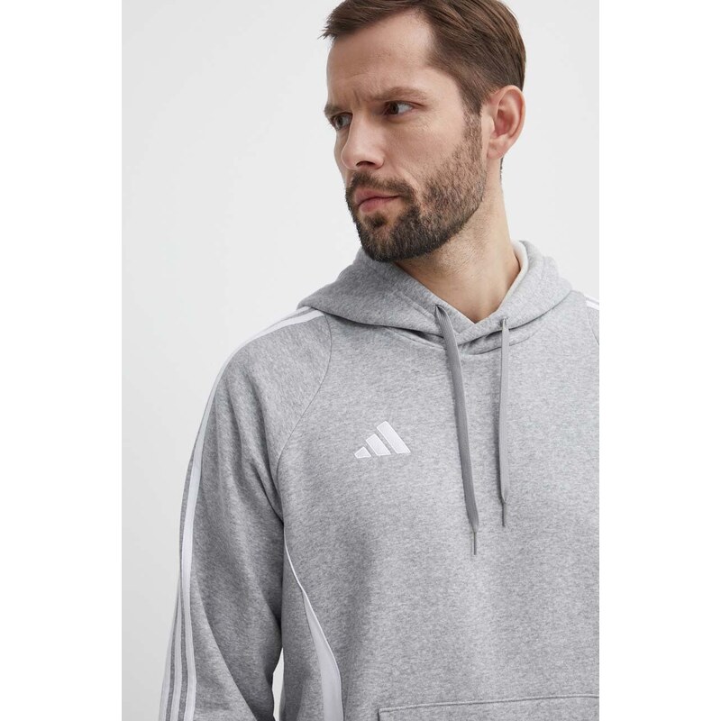 Tepláková mikina adidas Performance Tiro 24 šedá barva, s kapucí, IR7545