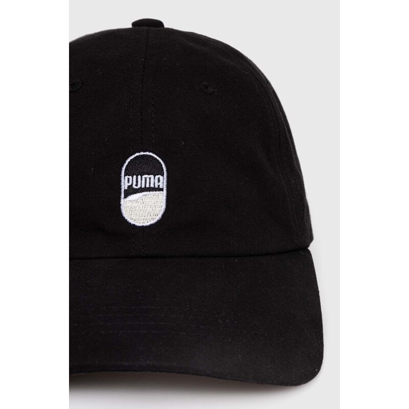 Bavlněná baseballová čepice Puma Downtown Low Curve Cap černá barva, s aplikací, 025312