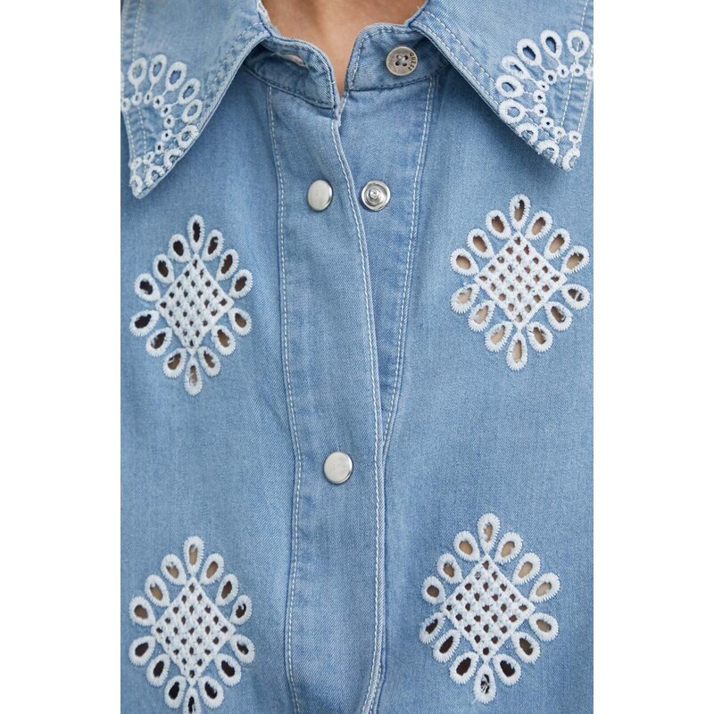 Košile Guess BRIGITTE dámská, relaxed, s klasickým límcem, W4GH34 D5CD1