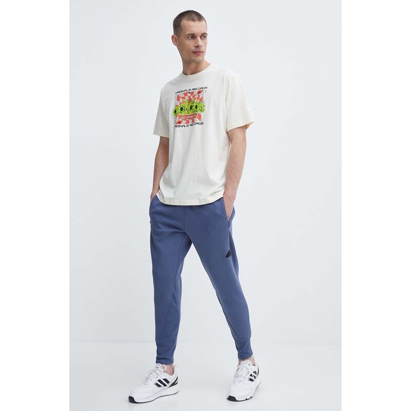 Bavlněné tričko adidas Originals béžová barva, s potiskem, IS2905