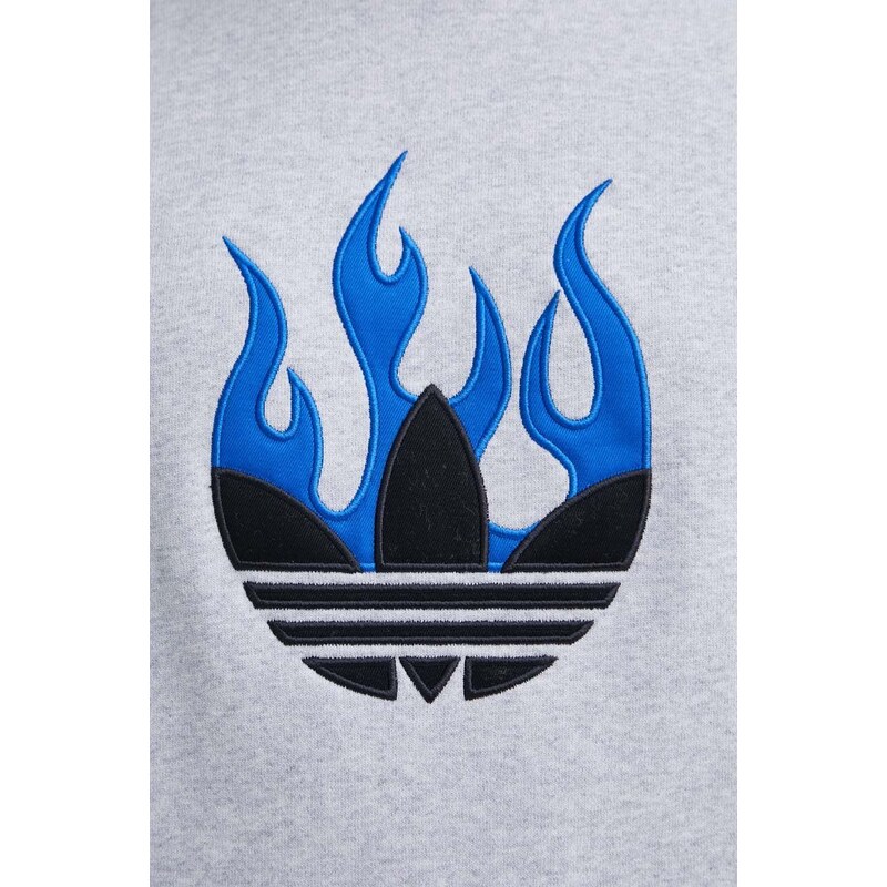 Bavlněná mikina adidas Originals pánská, šedá barva, s kapucí, melanžová, IS2947