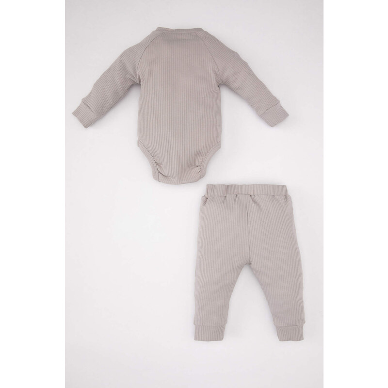 DEFACTO Baby Boy Ribbed Camisole Snap Body Bottom 2 Piece Set