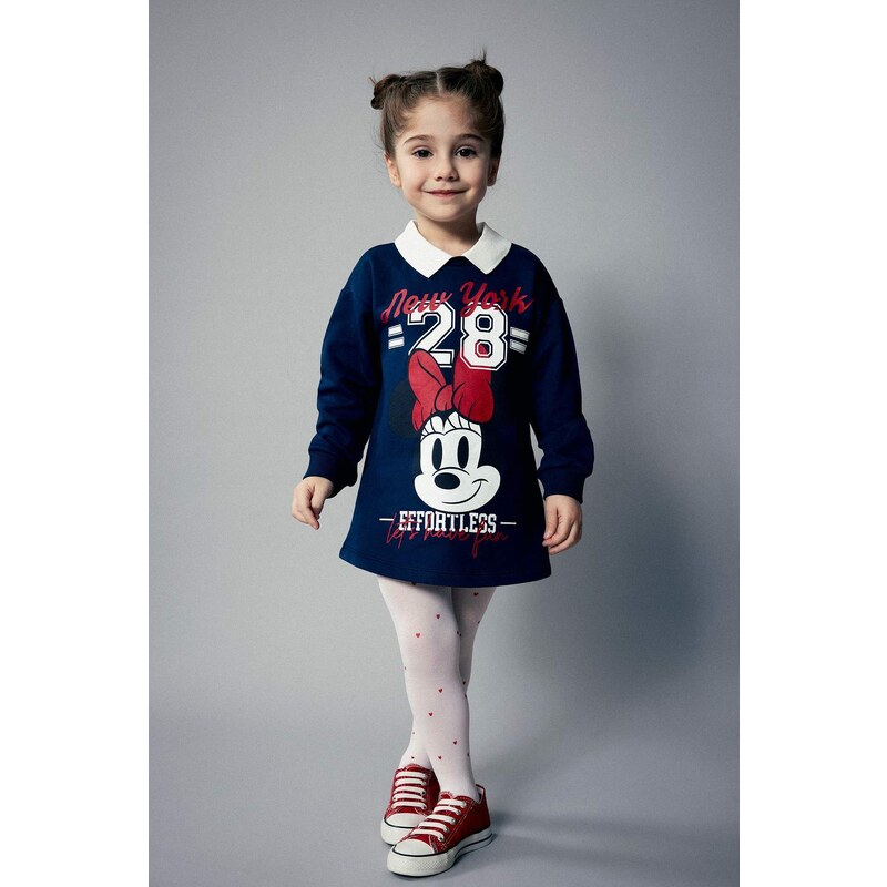 DEFACTO Regular Fit Mickey & Minnie Licensed Long Sleeve Knitted Dress