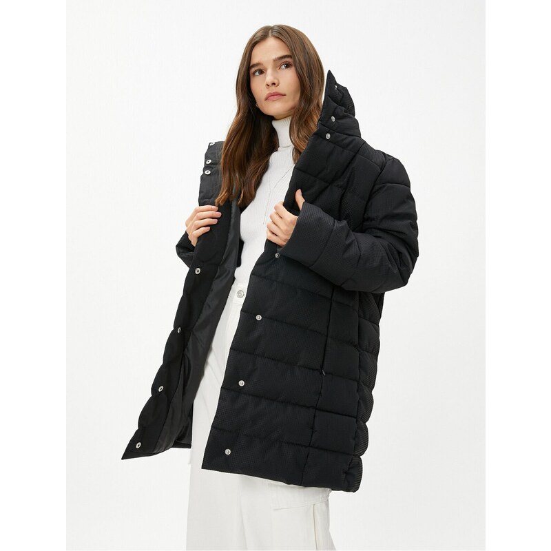 Koton Puffer Coat High Neck Snaps Relax Fit