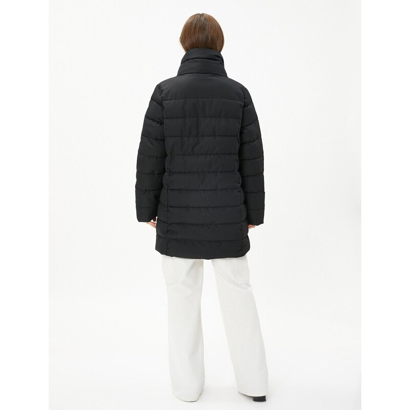 Koton Puffer Coat High Neck Snaps Relax Fit