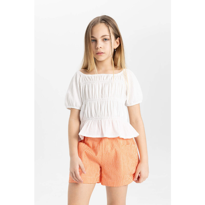 DEFACTO Girl Relax Fit Wrinkled Short Sleeve T-Shirt