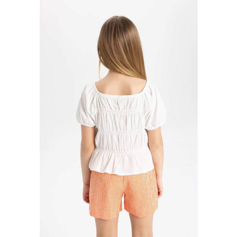 DEFACTO Girl Relax Fit Wrinkled Short Sleeve T-Shirt