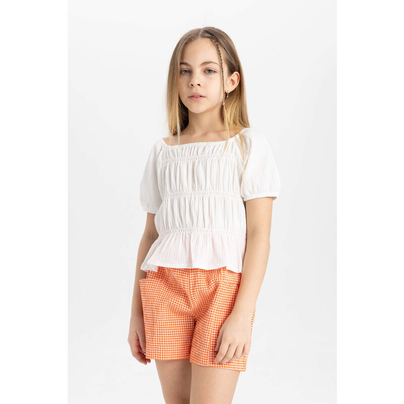 DEFACTO Girl Relax Fit Wrinkled Short Sleeve T-Shirt