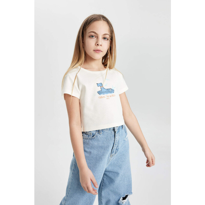 DEFACTO Girl Ribbed Short Sleeve T-Shirt