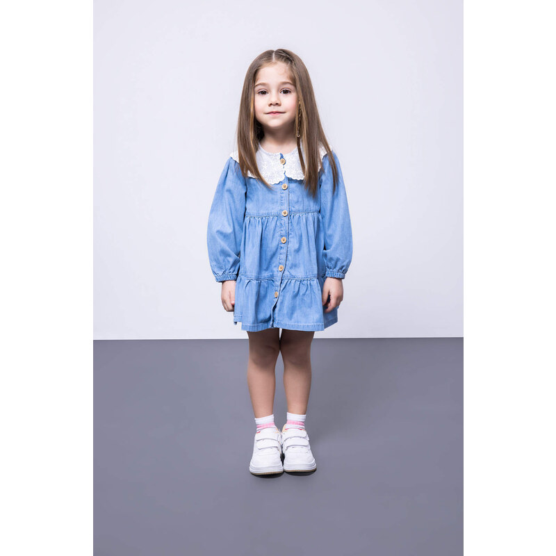 DEFACTO Baby Girl Long Sleeve Jean Dress