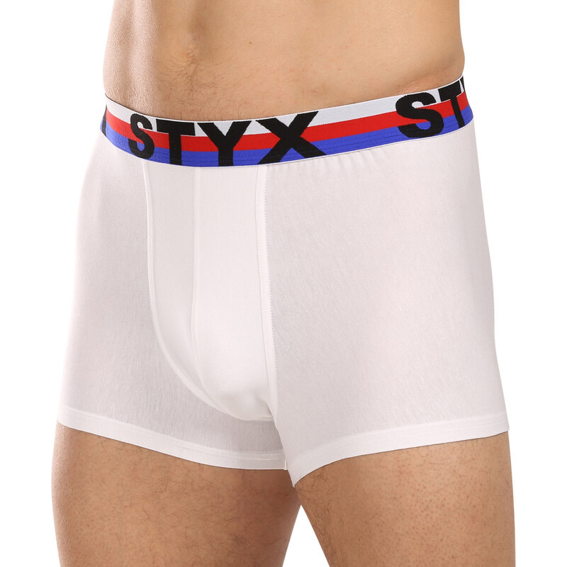 3PACK pánské boxerky Styx sportovní guma bílé trikolóra (3G2061)