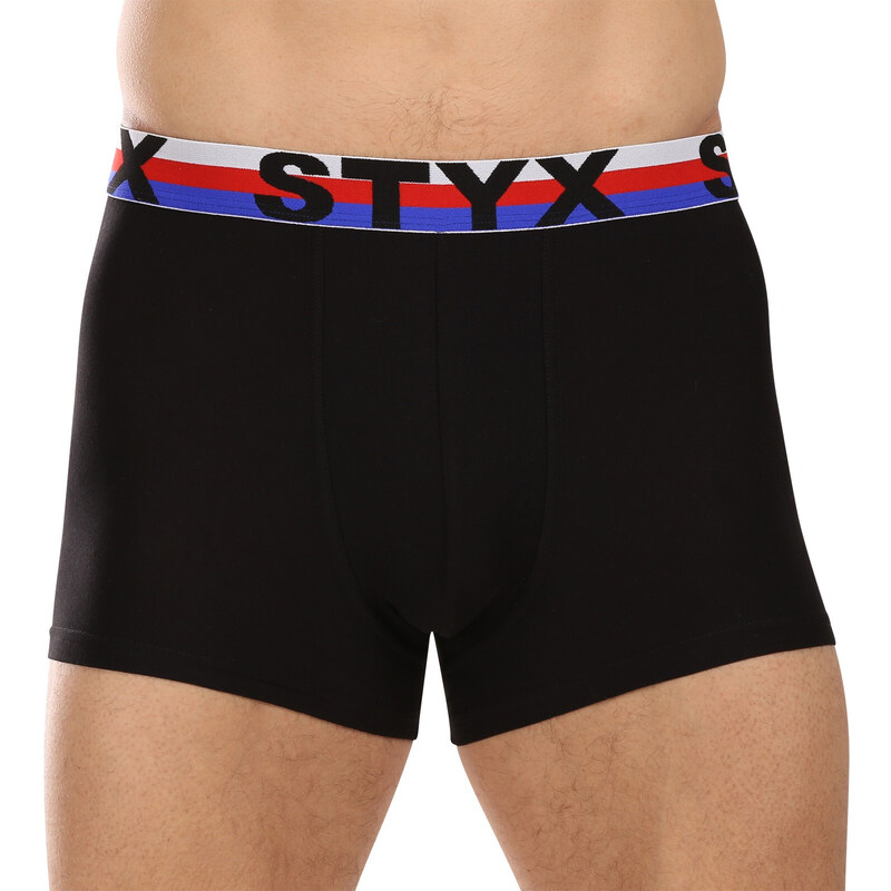 3PACK pánské boxerky Styx sportovní guma černé trikolóra (3G1960)