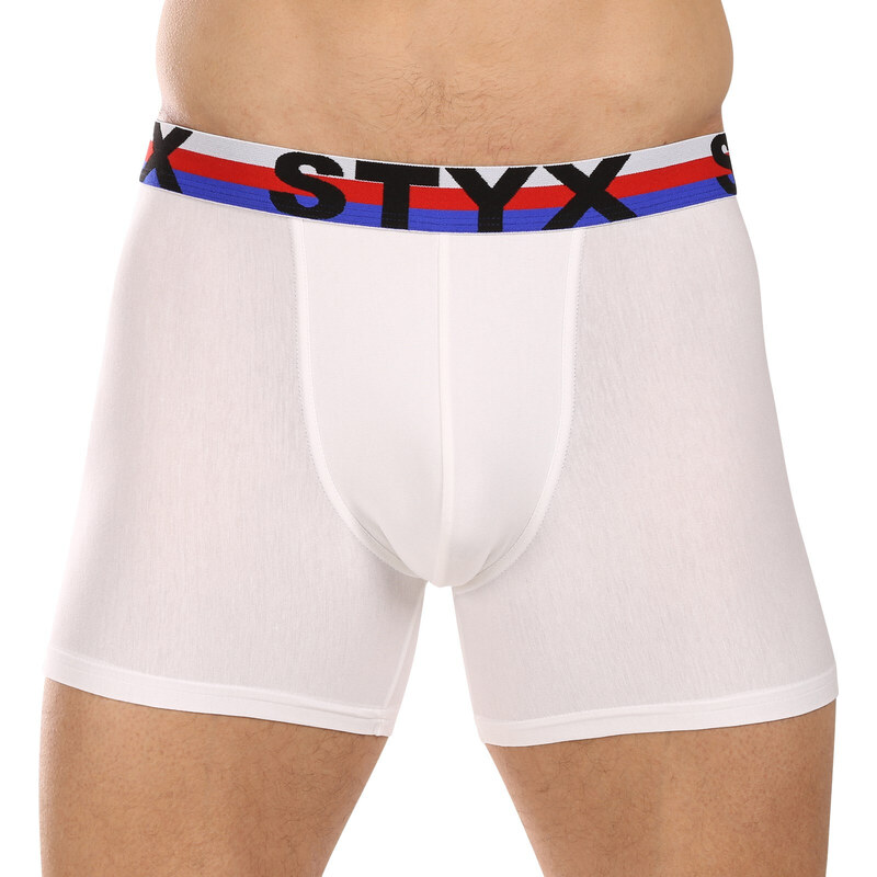 Pánské boxerky Styx long sportovní guma bílé trikolóra (U2061)