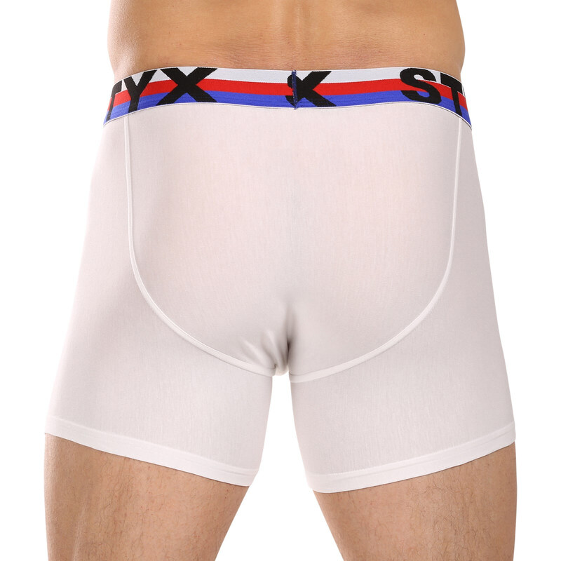 3PACK pánské boxerky Styx long sportovní guma bílé trikolóra (3U2061)