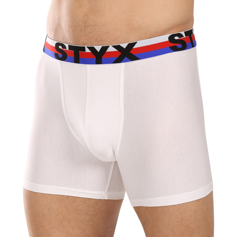 3PACK pánské boxerky Styx long sportovní guma bílé trikolóra (3U2061)