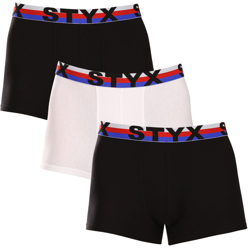 3PACK pánské boxerky Styx sportovní guma vícebarevné trikolóra