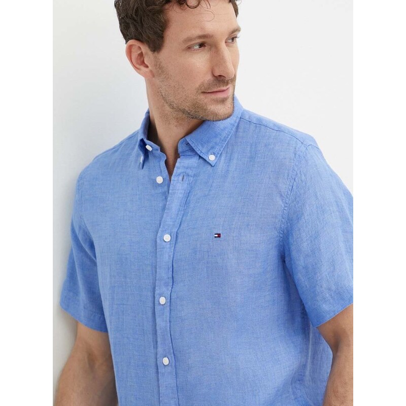 Lněná košile Tommy Hilfiger regular, s límečkem button-down, MW0MW35207